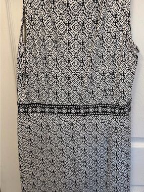 Talbots Black and White Printed Sleeveless Dress